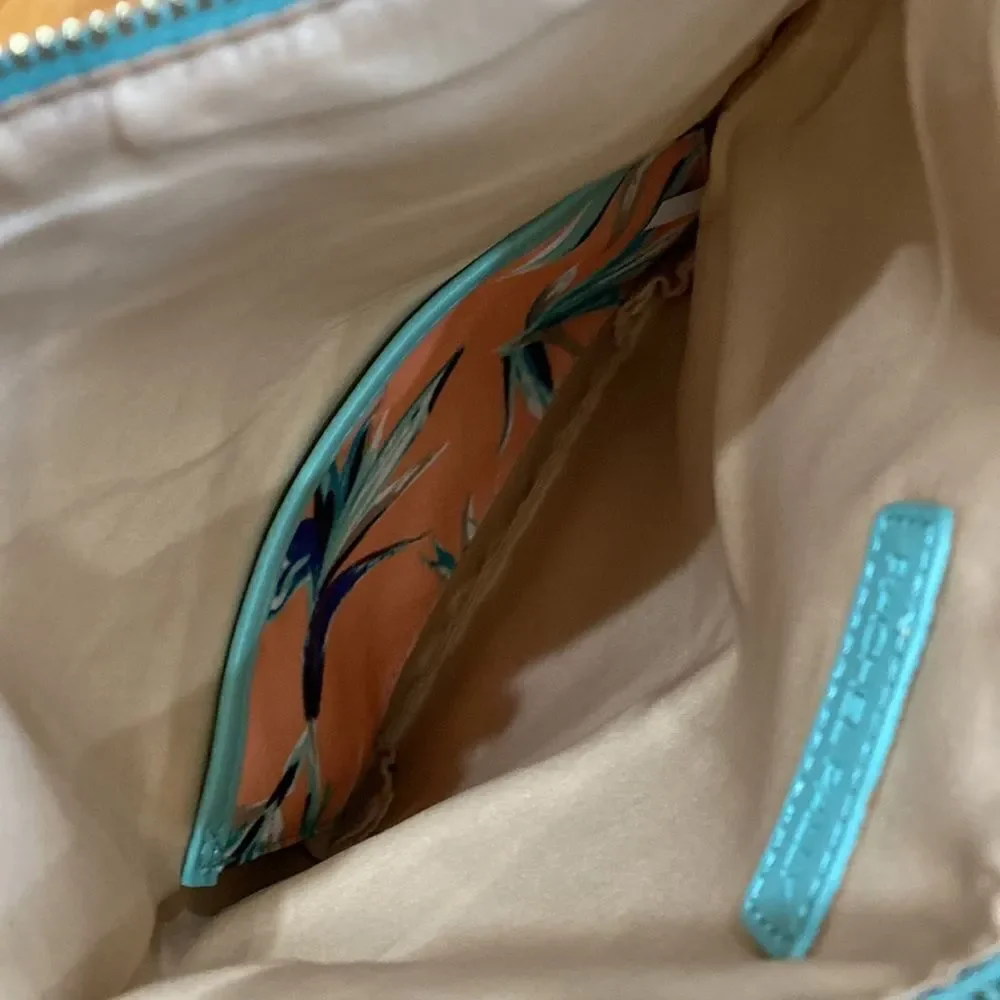 Rachel Pally Reversible Clutch Leather Trimmed Bag NWOT